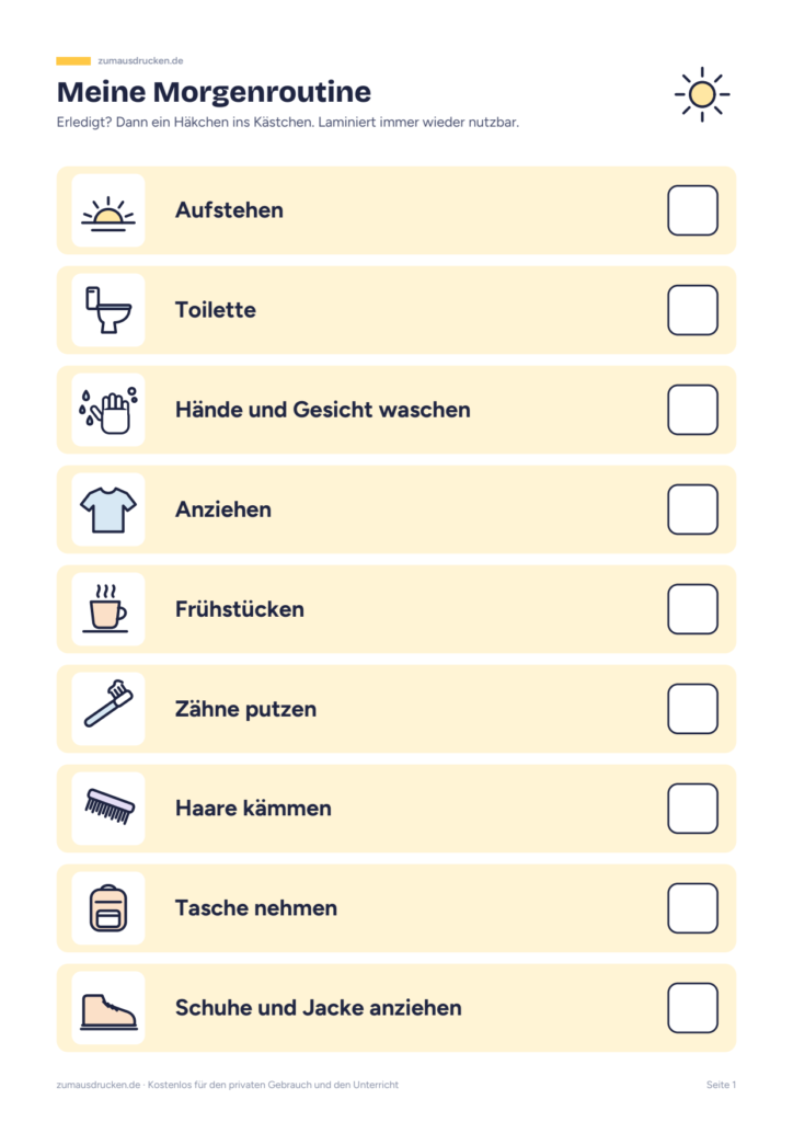 Vorschau: Morgen- und Abendroutine für Kinder