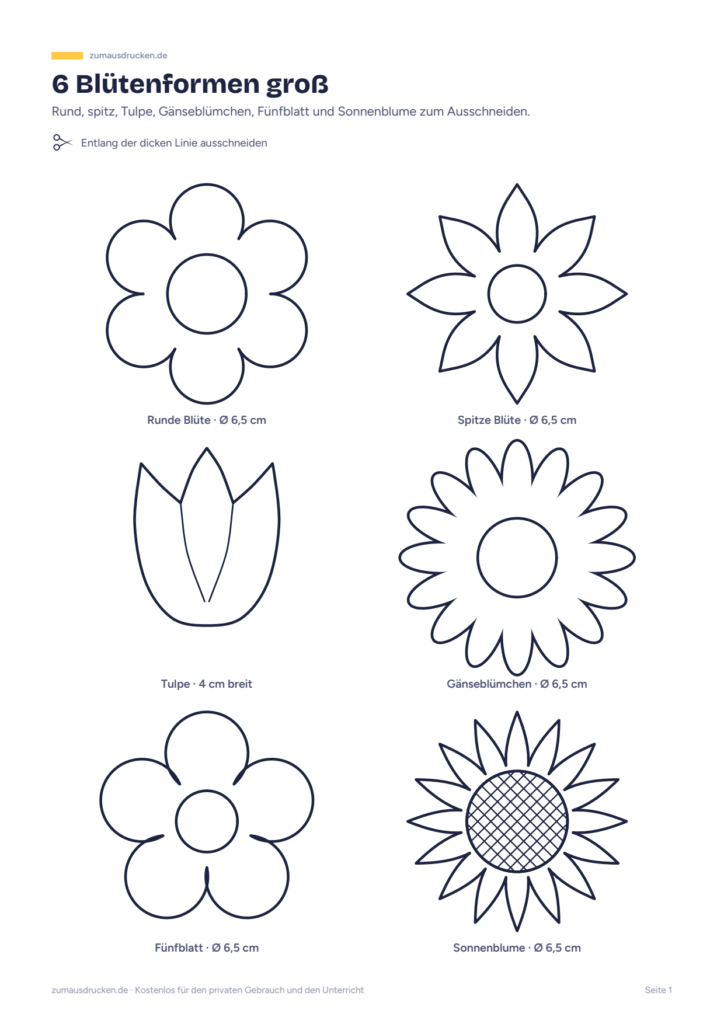 Vorschau: Blumen zum Ausdrucken und Ausschneiden