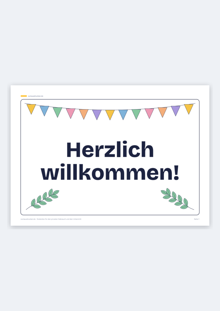 Vorschau: „Herzlich willkommen“-Girlande und Schild