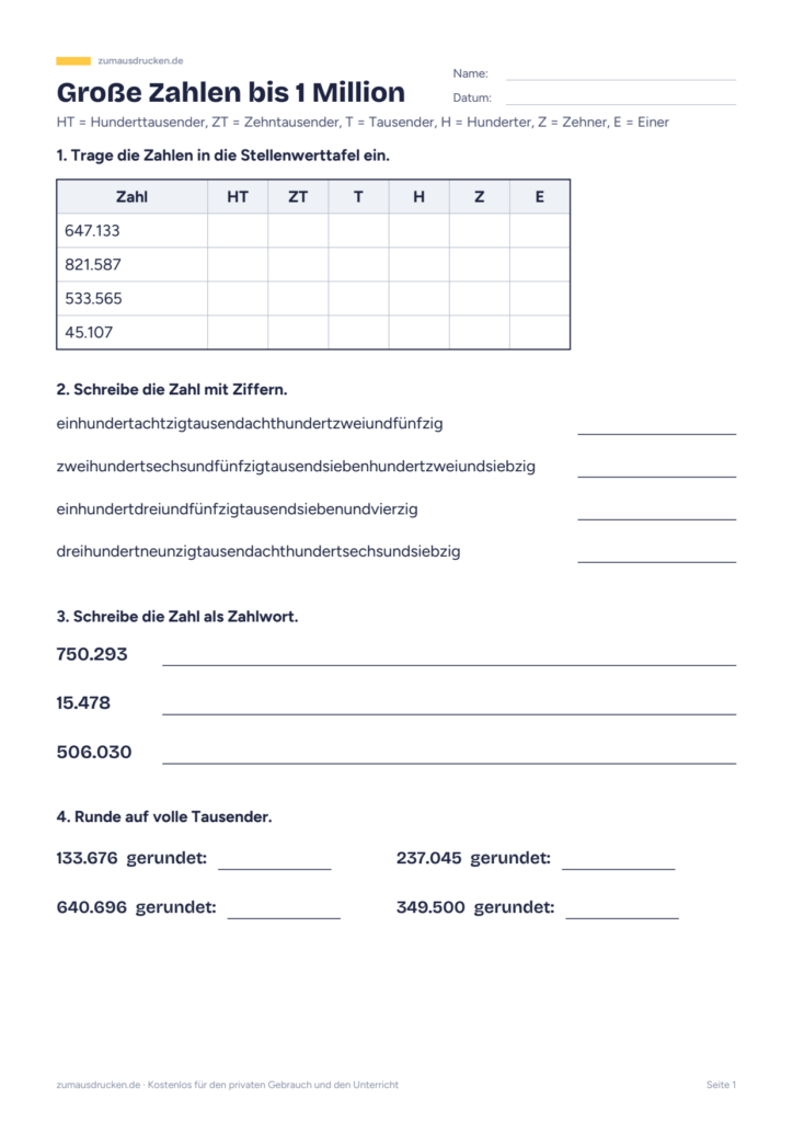Vorschau: Mathe Klasse 4: Schriftlich rechnen