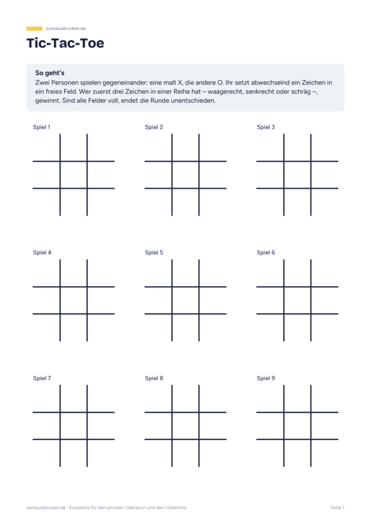 Vorschau: Papier-und-Stift-Spiele: Tic-Tac-Toe & Co.