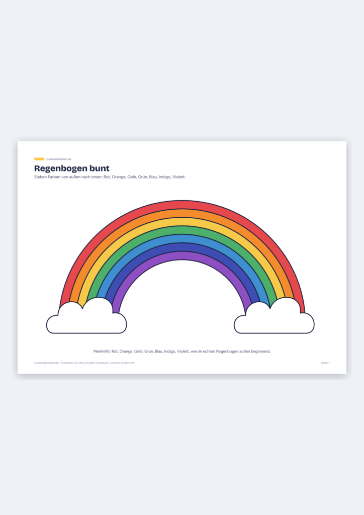 Vorschau: Regenbogen zum Ausdrucken (bunt und zum Ausmalen)
