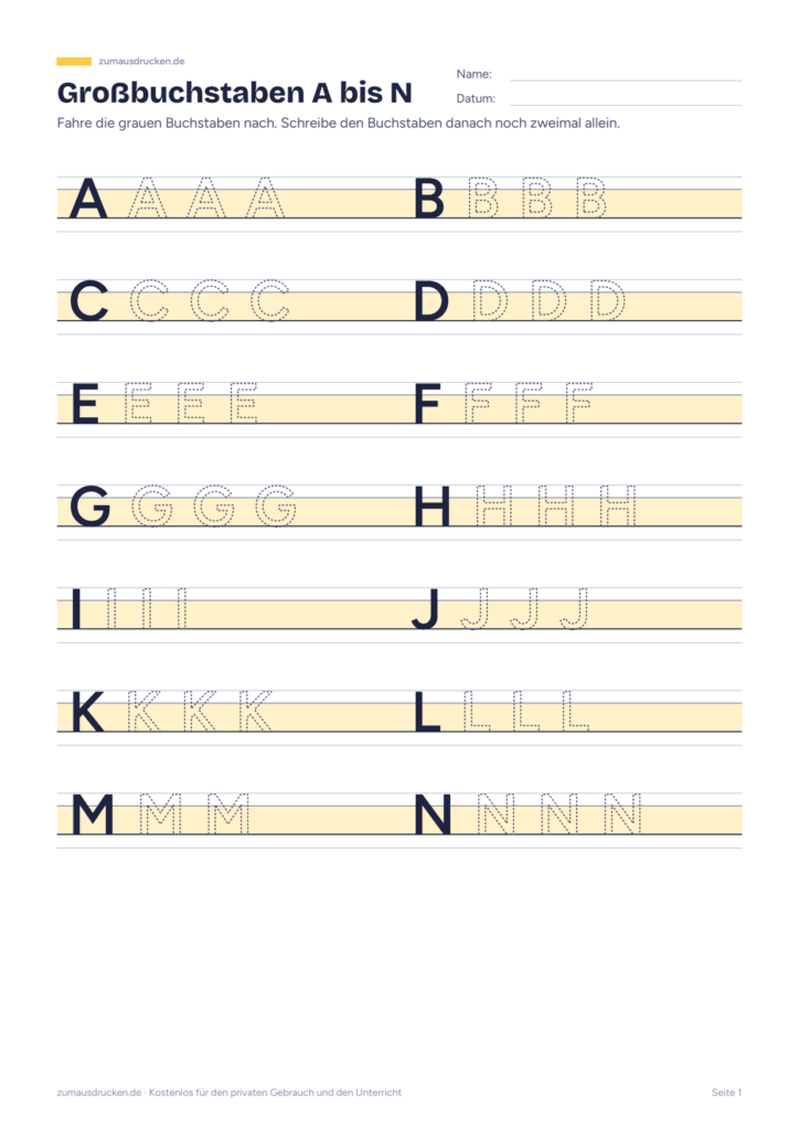 Vorschau: Schreibübungen Klasse 1: Buchstaben nachspuren