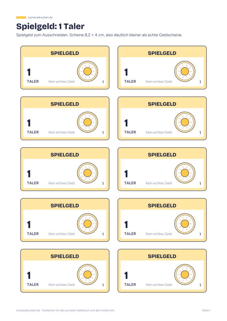 Vorschau: Spielgeld zum Ausdrucken