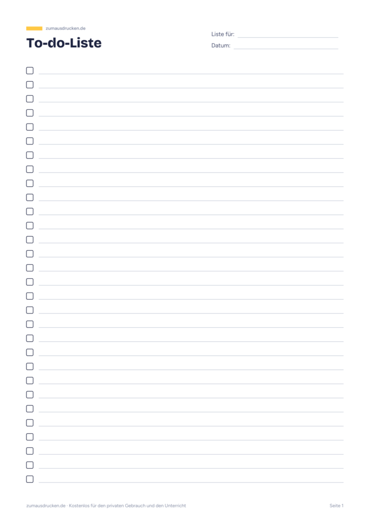 Vorschau: To-do-Liste zum Ausdrucken