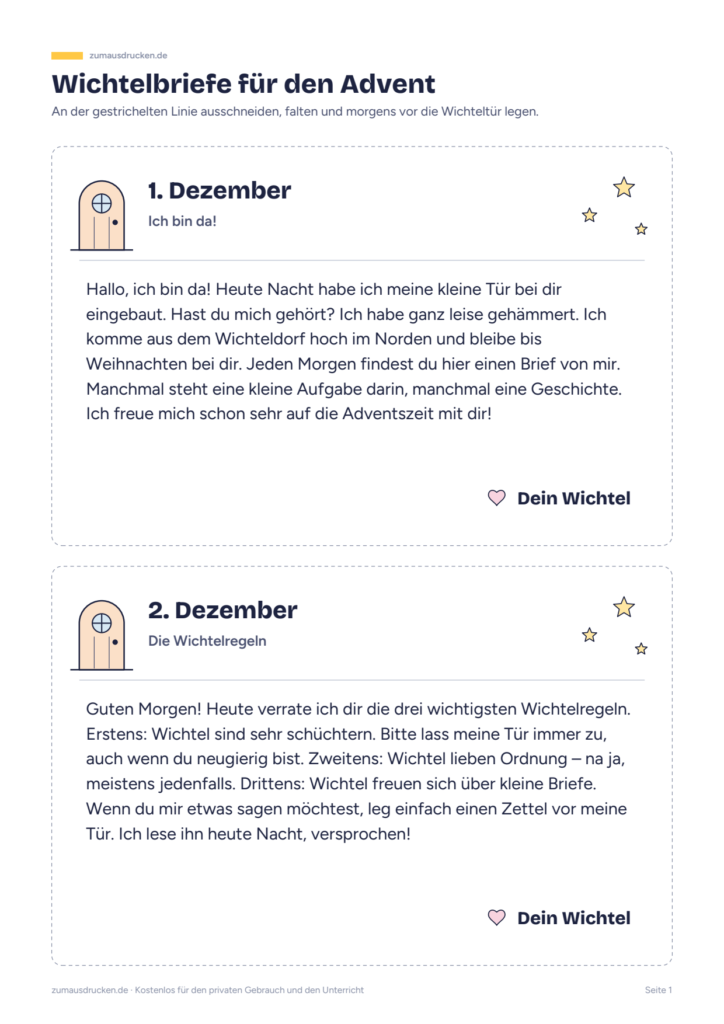 Vorschau: 24 Wichtelbriefe zum Ausdrucken
