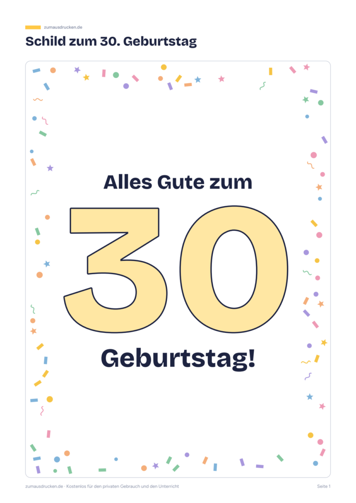 Vorschau: Zahlen-Schilder zum Geburtstag (30 bis 90)